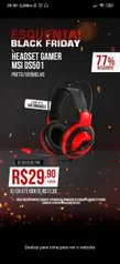 Headset Gamer MSI DS501 Preto/Vermelho, DS501