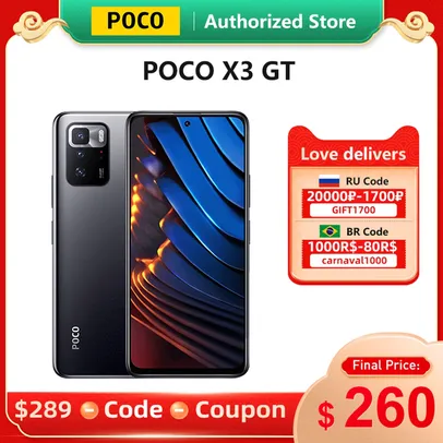 POCO X3 GT 5G 8GB 256GB NFC Dimensity 1100 67W Tela 120Hz - Global Version 