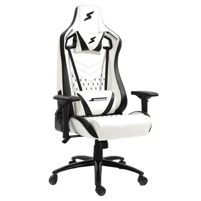 Saindo por R$ 399: Cadeira Gamer SuperFrame Cleric, Reclinável, 4D, Branco e Preto 140kg | Pelando