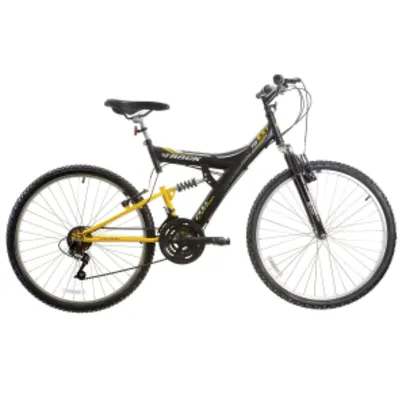 Bicicleta Track Bikes Aro 26 - 18 Marchas TB 100 X Mountain Bike Preta e Amarela