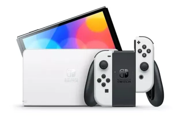 Nintendo Switch OLED 64GB Standard cor  branco e preto