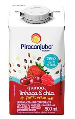 Bebida Láctea Quinoa Linhaça E Chia Sabor Frutas Vermelhas Zero Açúcar Piracanjuba 500Ml | R$4,59