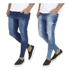 Kit 2 Calça Jeans Masculina Super Skinny Premium [Tamanho 42]