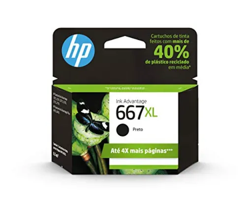 Cartucho HP 667XL Preto Original (3YM81AB) Para HP Deskjet 2376, 2776, 6476, 5076, 5276