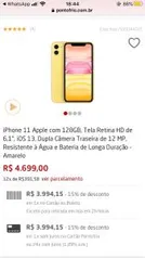 iPhone 11 Apple com 128GB amarelo | R$3994