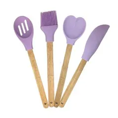 Kit Utensílios de Cozinha Silicone 4 Peças - R$29