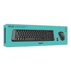 Combo Logitech Teclado e Mouse sem Fio MK220 - R$90