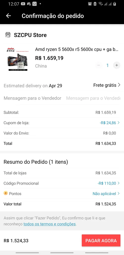 Imagem na descrição da promoção