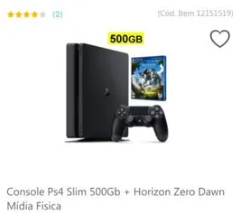 Console Ps4 Slim 500Gb + Horizon Zero Dawn R$1700