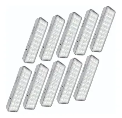 10 Luminária Luz De Emergência 30 Leds Premium Segurimax Cor Led