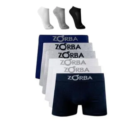Kit 6 Cuecas Boxer Zorba Algodão Sortida + 3 pares meia Ted Socks | R$100