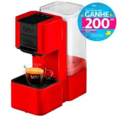 Máquina de Café Espresso e Multibebidas Automática Pop Vermelha Três Corações-1,3L de Capacidade, Pressões Entre 15 e 2 Bar, Cápsula Para Retrolavagem - R$199,90