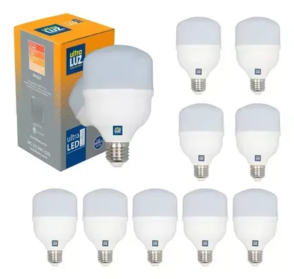 Kit 10 Lâmpadas Led ULTRA LUZ Bulbo 20w 6500k Branco Frio 