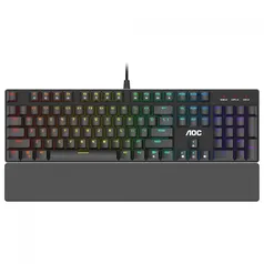 Teclado Mecânico Gamer AOC GK500, RGB, Switch Blue, ABNT2 , Black, GK500D84B