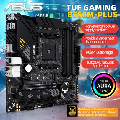 Placa Mãe Asus TUF Gaming B550M Plus, mATX, AM4, DDR4, M.2 NVMe