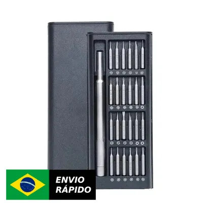 [R$12 "MOEDAS"/BR] Kit de Chave de Fenda 25 Pontas Magnéticas #Aliexpress🇧🇷