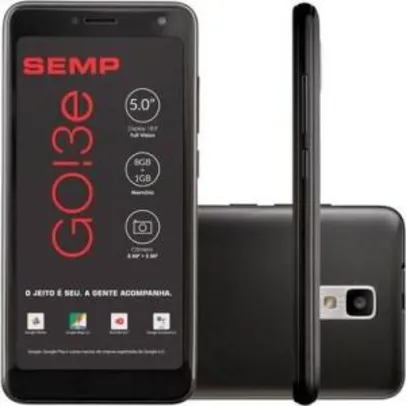 Smartphone Semp GO 3e, 8GB, 8MP, Tela 5´, Preto + Capa e Película - GO3E-PTOP R$185
