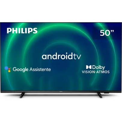 PHILIPS Android TV 50'' 4K 50PUG7406/78, Google Assistant Built-in, Comando de Voz, Dolby Vision/Atmos, VRR/ALLM, Bluetooth 5.0