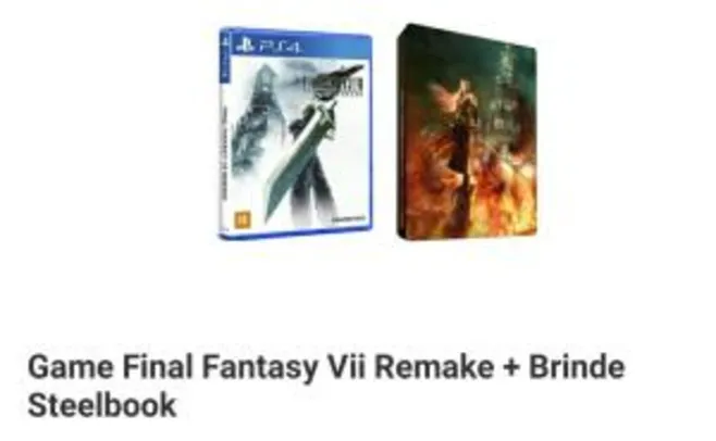 ( PRÉ VENDA) Jogo Final Fantasy VII Remake + Steelbook - PS4