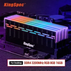 Memória RAM KingSpec 16gb com RGB, DDR4 3200Mhz - Para Computador