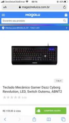 Teclado Mecânico Gamer Dazz Cyborg Revolution, LED, Switch Outemu, - R$159