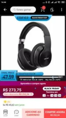 Fone de ouvido Bluetooth Edifier W820BT - R$234