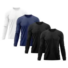 Kit 4 Camiseta Masculina Proteção Solar UV Térmica Praia Esporte Academia Tecido Dry Camisetas