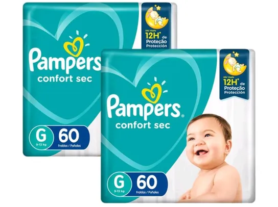 Kit Fralda Pampers Confort Sec G 120 tiras