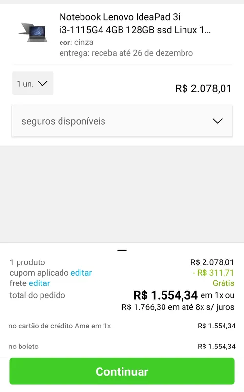 Imagem na descrição da promoção