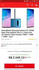 Smartphone Samsung Galaxy S10 128GB | R$2549