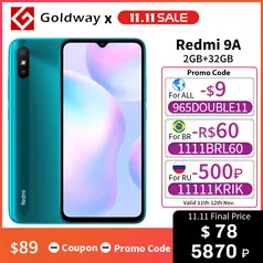 Versão global Xiaomi Redmi 9A 2gb 32gb - 11.11