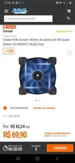 Cooler FAN Corsair 140mm Air Series AF140 Quiet Edition CO-9050017-BLED Azul | R$ 70