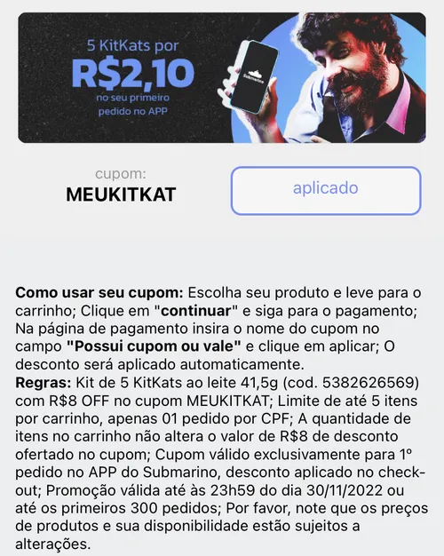 Imagem na descrição da promoção