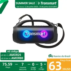 [BR] Caixa de Som Tronsmart Bang SE RGB 40W TWS Com bluetooth 5.3, até 24hrs, Sound Pulse, Ipx6