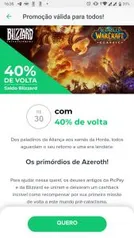 40% de Cashback em Saldo Blizzard no Picpay