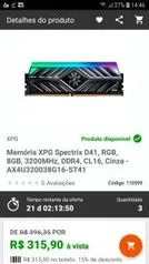 Adata XPG D41 3200mhz | R$316