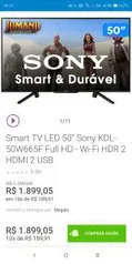 Smart TV LED 50” Sony KDL-50W665F Full HD - R$1.899