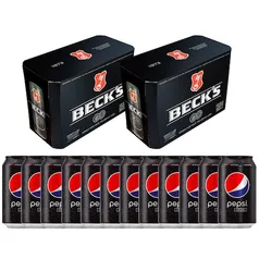 [APP]Kit Cerveja Becks Puro Malte Lata 350ml 16 Unidades + Refrigerante Pepsi Zero Lata 350ml 12 unidades