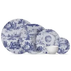 Aparelho de Jantar Toile de Jouy Azul 20 Peças - Alleanza