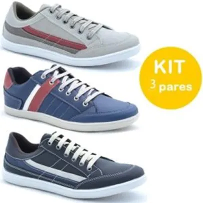 Kit 3 Sapatenis Dex Casual - R$139,90