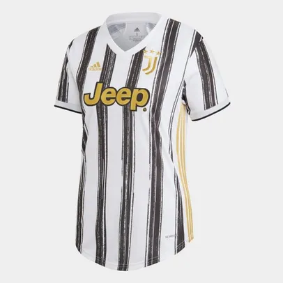 Camisa Juventus Home 20/21 s/nº Torcedor Adidas Feminina - Branco+Preto | R$76