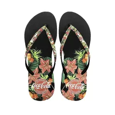 Chinelo Coca Cola Tropical Forest Feminino Preto