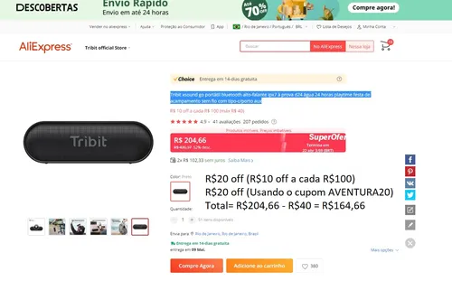 Imagem na descrição da promoção