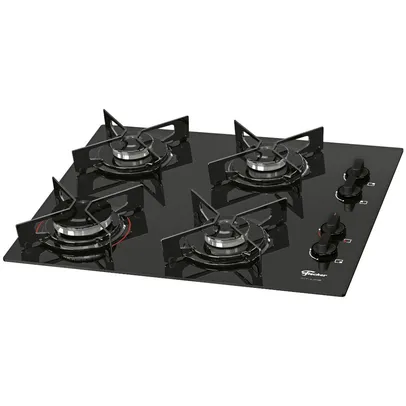 Cooktop Fit Line Fischer 4 Bocas Vidro Preto Chama Rápida Bivolt 26342