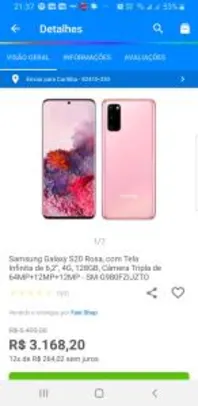 Samsung Galaxy S20 todas as cores [R$3.168]