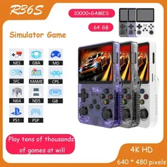 Retro Game R36S Além disso Handheld Game Console, Pocket Video Player Portátil, 64GB Jogos, Sistema Linux, 3.5 Tela IPS