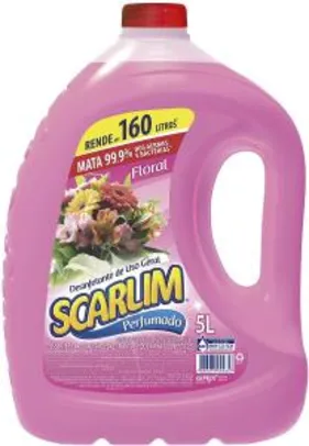 Desinfetante Floral, 5 L, Scarlim, Rosa, Grande - R$ 10