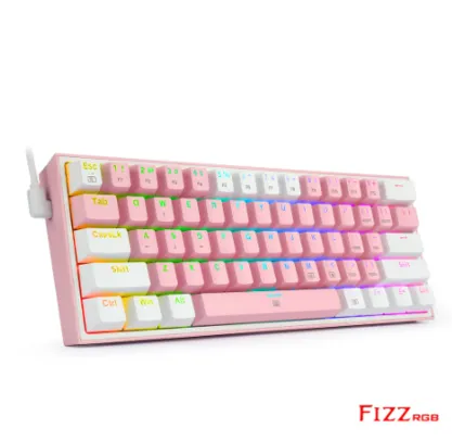 Teclado Mecânico REDRAGON Fizz K617 RGB USB Mini - Rosa