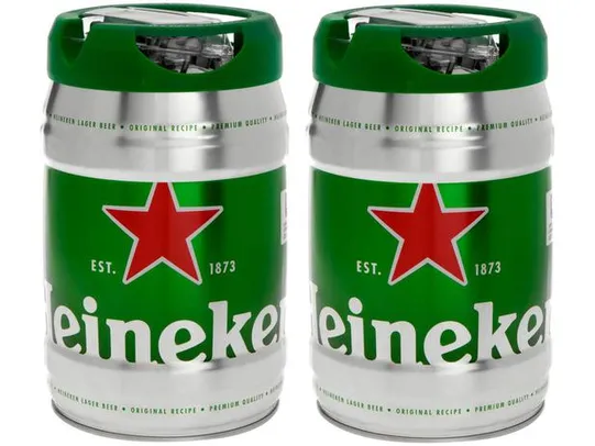 [App+ c.ouro] Cerveja Heineken não Retornável Pilsen Barril 5L - 2 Unidades R$117