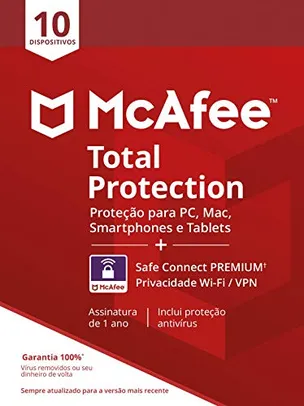 McAfee Total Protection 10 + VPN - Antivírus - Programa premiado de proteção contra ameaças digitais